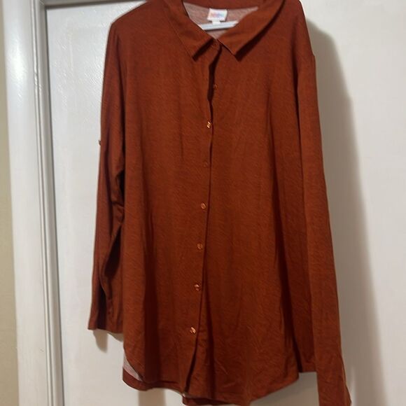 Valentina Rust Button-Up Shirt lularoe NWT size 3XL - Picture 4 of 6